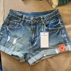 Women's Distressed Blue Jean Shorts